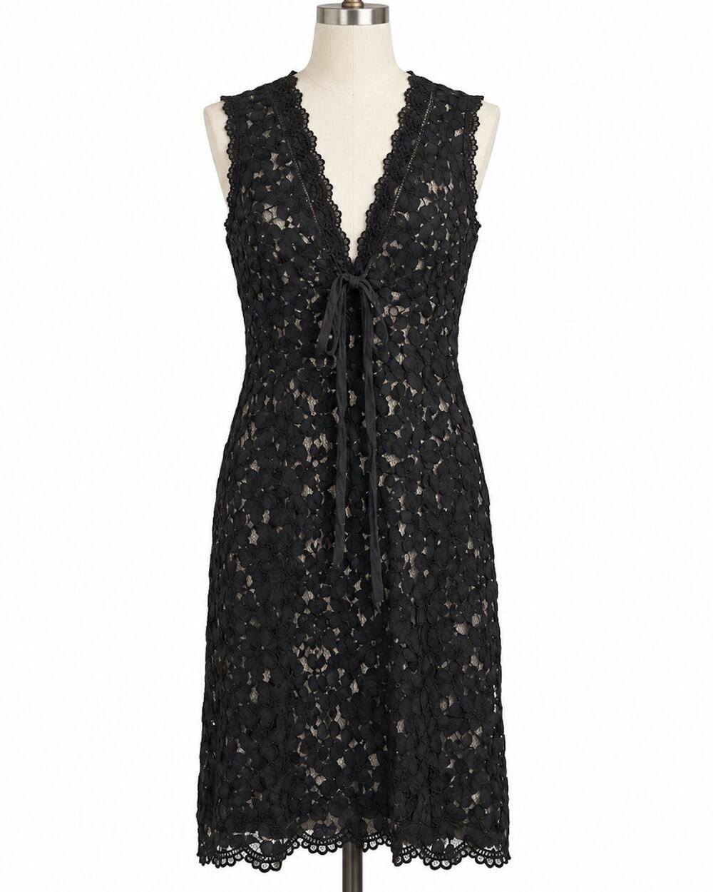 Jigsaw Lace Dress Layering Front Tie Black 10
